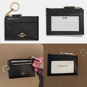 Coach Mini Skinny ID Case - Black Leather